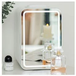Budget ✔️ WERSEON Mini Fridge 6 Liter Portable Beauty Makeup Skincare Fridge Cosmetics Refrigerator Compact Cooler Warmer For Bedroom, Office, Car, Dorm, Mirrored And Led Lighting Design AC/DC 😉