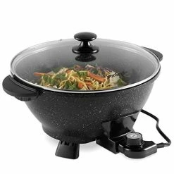 New π VonShef 7.4Qt Electric Wok With Lid β Adjustable Temperature Control β Cool Touch Handles β Non-Stick, Easy Clean Frying Pan - 14 Inc π€©