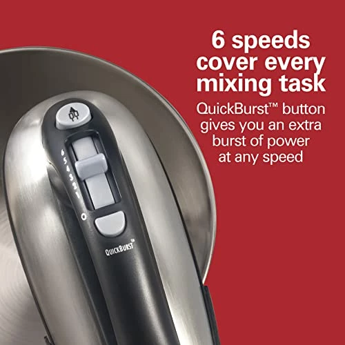 Hot Sale ๐ Hamilton Beach Classic Stand And Hand Mixer, 4 Quarts, 6 Speeds With QuickBurst, Bowl Rest, 290 Watts Peak Power, Black And Stainless ๐ - Image 5