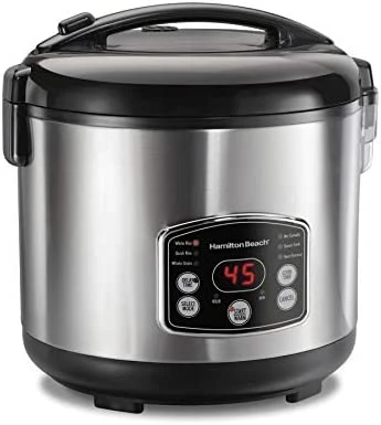 Best Sale ⭐ Hamilton Beach Digital Programmable Rice Cooker & Food Steamer, 8 Cups Cooked (4 Uncooked), With Steam & Rinse Basket, Stainless Steel (37518) ❤️ - Image 7