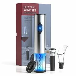 Best reviews of 🛒 CIRCLE JOY Electric Wine Bottle Openers Set -- Battery Powered Motorized Operated Cordless Automatic Corkscrew Opener Puller Kit With Attached Foil Cutter Stopper Wine Aerator Pourer, Stainless Steel 🛒