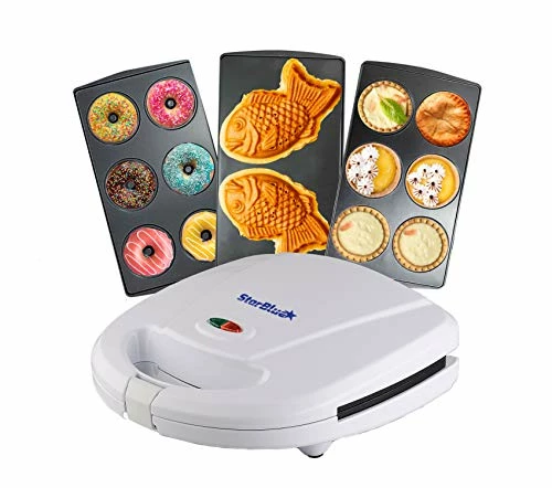 Top 10 ✔️ Mini-Donuts Maker, Mini-Pie And Quiche Maker, Taiyaki Maker – NEW 3 In 1 Three Slices Detachable Dessert Maker By StarBlue – White AC 110-120V 50/60Hz 700-800W ✨