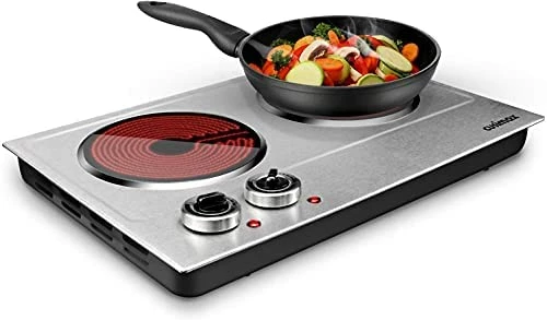 Best reviews of ๐งจ CUSIMAX Double Hot Plate For Cooking, 1800W Portable Electric Double Burners Countertop Burner Cast Iron Hot Plates Cooktop, Stainless Steel Silver Easy To Clean ๐คฉ - Image 7