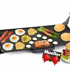 Buy 👍 MUELLER HOME Mueller XL 24-Inch Pancake Griddle, Non-Stick 🧥 Coated Electric Griddle With Removable Plate, Cool-Touch Removable Handles And Slide-Out Drip Tray 1800W, For Breakfast Pancakes, Burgers, Eggs, Black 👍