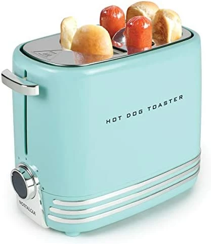 Wholesale ❤️ Nostalgia 2 Slot Hot 🐕 Dog And Bun Toaster With Mini Tongs, Hot 🐕 Dog Toaster Works With Chicken, Turkey, Veggie Links, Sausages And Brats, Red 😉 - Image 6