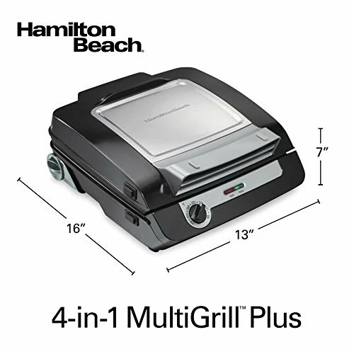 Hot Sale 🌟 Hamilton Beach 4-in-1 Indoor Grill & Electric Griddle Combo With Bacon Cooker, Opens Flat To Double Cooking Surface, Removable Nonstick Plates, Black & Silver (25601) ✨ - Image 6