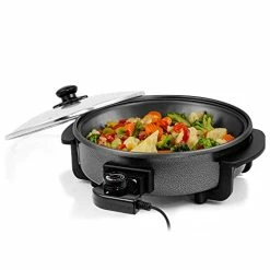 Top 10 🔥 Ovente Electric Skillet With Nonstick 🧥 Coating And Glass Lid, 12 Inch Portable Kitchen Countertop Cooking Pan, Adjustable Temperature Control, Cool Touch Handle, Easy To Use And Clean, Black SK11112B 😉