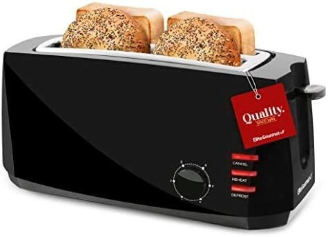 Discount ✔️ Elite Gourmet ECT-3100 Long Slot 4 Slice Toaster, Reheat, 6 Toast Settings, Defrost, Cancel Functions, Built-in Warming Rack, Extra Wide Slots For Bagels & Waffles, Stainless Steel & Black 😉 - Image 6