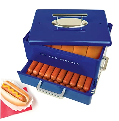 Best Pirce 🌟 Nostalgia Extra Large Diner-Style Steamer, 20 Hot 🐕 Dogs And 6 Bun Capacity, Perfect For Breakfast Sausages, Brats, Vegetables, Fish, Cob ✔️ - Image 2