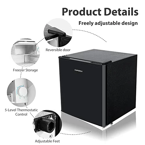 Outlet ✨ BANGSON Mini Fridge For Bedroom, 1.6 Cu.Ft Mini Fridge With Freezer,Adjustable Temperature And Leveling Leg, Reversible Single Door, Compact Refrigerator Dorm, Office, Bar And Outdoors 🌟 - Image 7
