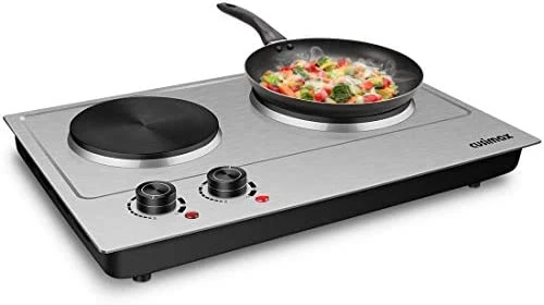 Best reviews of ๐งจ CUSIMAX Double Hot Plate For Cooking, 1800W Portable Electric Double Burners Countertop Burner Cast Iron Hot Plates Cooktop, Stainless Steel Silver Easy To Clean ๐คฉ - Image 9
