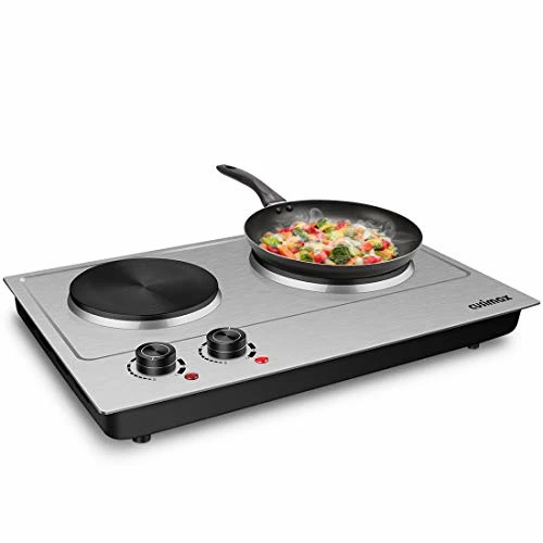 Best reviews of ๐งจ CUSIMAX Double Hot Plate For Cooking, 1800W Portable Electric Double Burners Countertop Burner Cast Iron Hot Plates Cooktop, Stainless Steel Silver Easy To Clean ๐คฉ