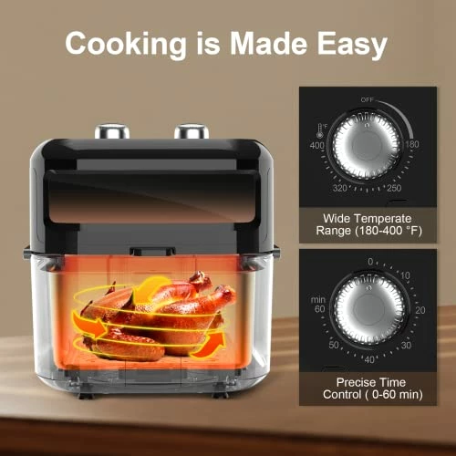 Wholesale 😀 WETIE Air Fryer, 7 QT Airfryer Oilless Cooker, 1400W Hot Air Fryers With Visible Window, Non-stick Basket, Temperature & Time Knob, Suitable For Families Of 4 To 8, Black ⭐ - Image 3