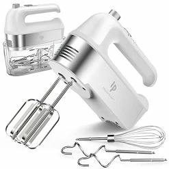 Cheap 🧨 LILPARTNER Hand Mixer Electric, 450W Kitchen Mixers With Scale Cup Storage Case , Turbo Boost / Self-Control Speed + 5 Speed + Eject Button + 5 Stainless Steel Accessories , For Easy Whipping Dough ,Cream ,Cake White ✔️