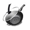 Wholesale 💯 LIUMANG Stainless Steel Frying Pan Korean Maifan Stone Wok No Oily Smoke Non-stick Pan Flat Bottom Wok Gift Pot For Home Kitchen (Color : Black, Size : 30cm) 🌟