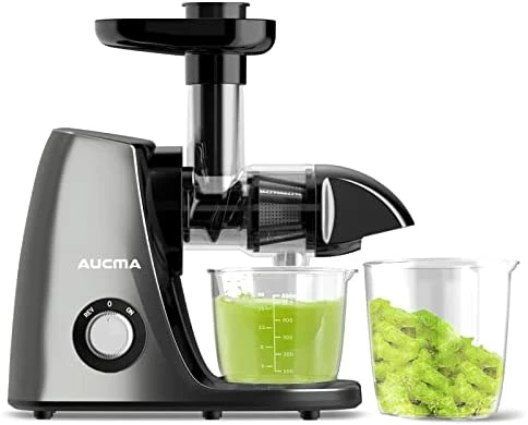 Discount ⭐ Aucma Slow Juicer Machine, Cold Press Juicer With Quiet Motor And Reverse Function, Masticating Juicer Machine With Brush Recipes, Juicer Extractor For High Nutrient Fruit Vegetable Juice (Dark Grey) 🎁 - Image 8
