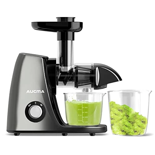 Discount ⭐ Aucma Slow Juicer Machine, Cold Press Juicer With Quiet Motor And Reverse Function, Masticating Juicer Machine With Brush Recipes, Juicer Extractor For High Nutrient Fruit Vegetable Juice (Dark Grey) 🎁