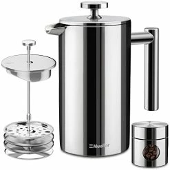 Outlet 😉 Mueller Austria Mueller French Press Double Insulated 304 Stainless Steel Coffee Maker 4 Level Filtration System, No Coffee Grounds, Rust-Free, Dishwasher Saf 🔔