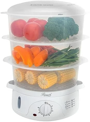 Promo 🎉 Rosewill BPA-free, 9.5-Quart (9L), 3-Tier Stackable Baskets Electric Steamer With Timer Food, 2.20"x9.25"x15.63" ❤️ - Image 6