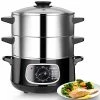 Best deal ✔️ Secura 2 Stainless Steel Food Steamer 8.5 Qt Electric Glass Lid Vegetable Steamer Double Tiered Stackable Baskets With Tim 🔥