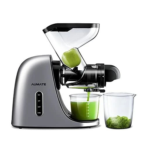Cheap 🌟 Slow Juicer Machines, AUMATE Fretta Wide Feed Chute Masticating Juicer, Press Juicer Cold, Celery Juicer, Juice Extractor Machine With Quiet DC Motor/Reverse Function, Soft/Hard Mode(Silver) 💯