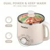 Flash Sale 🔔 Dezin Electric Hot Pot, Rapid Noodles Cooker, Stainless Steel Mini Pot Perfect For Ramen, Egg, Pasta, Dumplings, Soup, Porridge, Oatmeal With Power Adjustment And Keep Warm Feature, 1.6L, Beige 🎁
