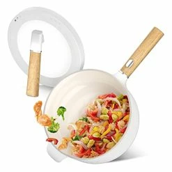 Buy 🥰 Audecook Electric Hot Pot 4L/3.63Qt, Large Capacity Electric Multi Cooker, Ceramic Non-Stick Frying Pan 10“ With Stand-Up Lid, Electric Skillet For Saute, Simmer, Fry, Boil(White/4L) 🌟