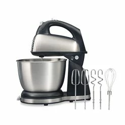 Hot Sale 😀 Hamilton Beach Classic Stand And Hand Mixer, 4 Quarts, 6 Speeds With QuickBurst, Bowl Rest, 290 Watts Peak Power, Black And Stainless 🔔