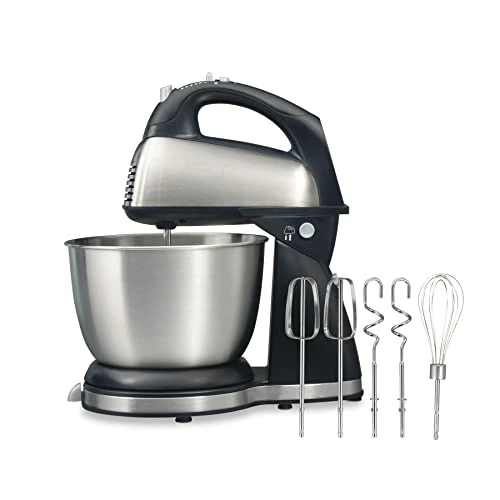 Hot Sale ๐ Hamilton Beach Classic Stand And Hand Mixer, 4 Quarts, 6 Speeds With QuickBurst, Bowl Rest, 290 Watts Peak Power, Black And Stainless ๐