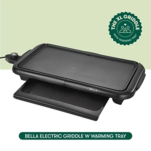 Best deal 🌟 BELLA Electric Griddle W Warming Tray, Make 8 Pancakes Or Eggs At Once, Fry Flip & Serve Warm, Healthy-Eco Non-stick 🧥 Coating, Hassle-Free Clean Up, Submersible Cooking Surface, 10" X 18", Copper/Black 💯 - Image 2