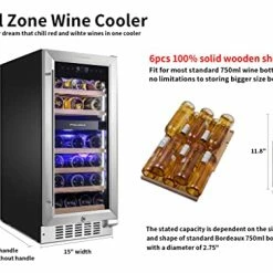 Buy 🎁 FOVOMI 15" Wine Cooler Fridge 34 Bottles (Bordeaux 750ml) Compressor Wine Cellars,Built-in Or Freestanding Dual Zone Refrigerator - Chiller For Kitchen,Home Bar 👏