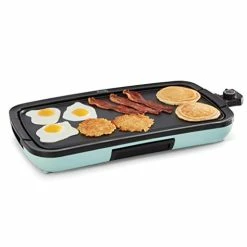 New 👏 DASH Deluxe Everyday Electric Griddle With Dishwasher Safe Removable Nonstick Cooking Plate For Pancakes, Burgers, Eggs And More, Includes Drip Tray + Recipe Book, 20” X 10.5”, 1500-Watt - Aqua 💯