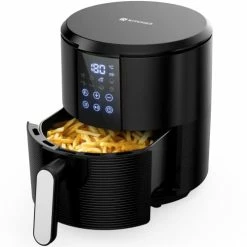 New ❤️ Kitcher3.5Qt Air Fryer LED Touch Digital Screen Hot Air Fryers Oven Oilless Cooker With Temperature Control 60 Minutes Timer Non-stick Fry Basket 50 Recipes Auto Shut Off Feature (Black) ⭐