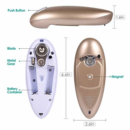 Buy 🔥 Asingleer Electric Can Opener Kitchen, One Touch Automatic Hands Free Magnetic No Sharp Edges Battery Opener, Best Kitchen Gadgets 👩 Women, Arthritis & Seniors, Champagne, 6.61 X 2.87 X 2.05 Inch 🛒 - Image 3