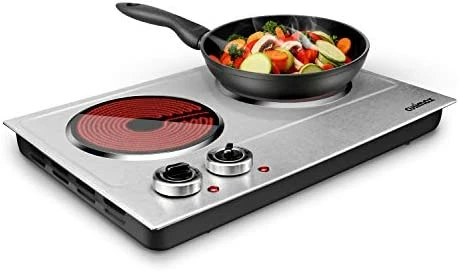 Best reviews of ๐งจ CUSIMAX Double Hot Plate For Cooking, 1800W Portable Electric Double Burners Countertop Burner Cast Iron Hot Plates Cooktop, Stainless Steel Silver Easy To Clean ๐คฉ - Image 6