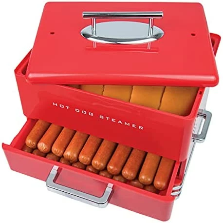 Best Pirce 🌟 Nostalgia Extra Large Diner-Style Steamer, 20 Hot 🐕 Dogs And 6 Bun Capacity, Perfect For Breakfast Sausages, Brats, Vegetables, Fish, Cob ✔️ - Image 6