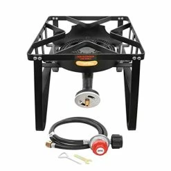 New ✔️ Concord Deluxe Banjo Single Propane Burner, 200,000 BTU Portable Outdoor Stove For Camping Cooking / Home Brewing / Making Sauces, 16” Square Black 🔔