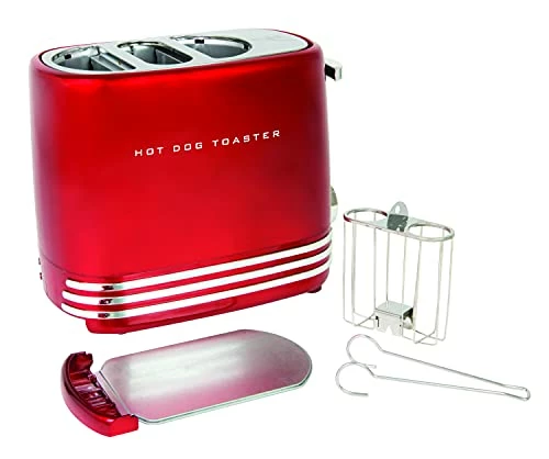 Wholesale ❤️ Nostalgia 2 Slot Hot 🐕 Dog And Bun Toaster With Mini Tongs, Hot 🐕 Dog Toaster Works With Chicken, Turkey, Veggie Links, Sausages And Brats, Red 😉 - Image 4
