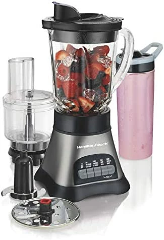 Buy 🛒 Hamilton Beach Blender And Food Processor Combo, Portable Blend-In Travel Cup, Shakes And Smoothies, 40oz Jar & 3-Cup Vegetable Chopper, Grey & Black (58163) 🌟 - Image 8
