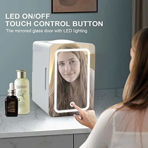Cheapest ⭐ Living Enrichment Mini Fridge 6L Capacity, Portable Small Refrigerator Cooler Or Warmer, AC DC Powered, Skincare Fridge With Mirror Door, For Food, Cosmetics, Home, Office And Car - W ✔️ - Image 4