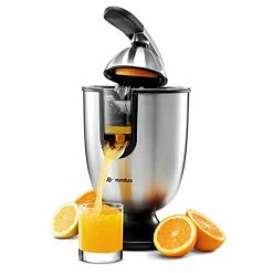 Best deal 🛒 Eurolux Electric Citrus Juicer Squeezer, For Orange, Lemon, Grapefruit, Stainless Steel 160 Watts Of Power Soft Grip Handle And Cone Lid For Easy Use (ELCJ-1700S) 👍