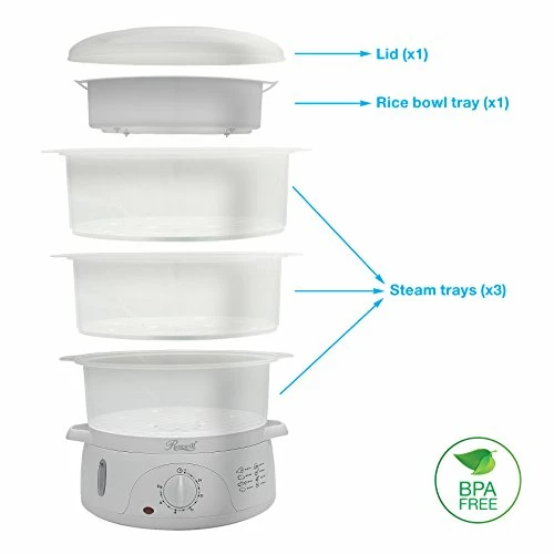 Promo 🎉 Rosewill BPA-free, 9.5-Quart (9L), 3-Tier Stackable Baskets Electric Steamer With Timer Food, 2.20"x9.25"x15.63" ❤️ - Image 4