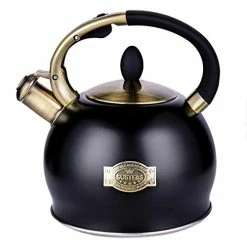 Hot Sale 👍 SUSTEAS Stove Top Whistling Tea Kettle-Surgical Stainless Steel Teakettle Teapot With Cool Touch Ergonomic Handle,1 Free Silicone Pinch Mitt Included,2.64 Quart(BLACK) 😀