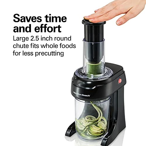 Hot Sale 🥰 Hamilton Beach 3-in-1 Electric Vegetable Spiralizer & Slicer With 3 Cutting Cones For Veggie Spaghetti, Linguine, And Ribbons, 6-Cups, Black,70930 👍 - Image 3