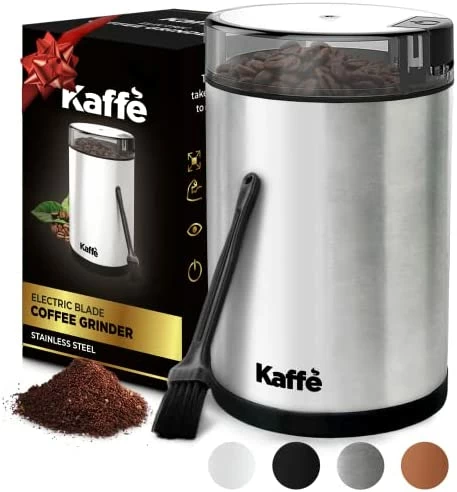 Top 10 🔥 Kaffè Kaffe Coffee Grinder Electric - Spice Grinder W/ Cleaning Brush, Easy On/Off - Perfect For Espresso, Herbs, Spices, Nuts, Grain - 3.5oz / 14 Cup. Black 🔥 - Image 8