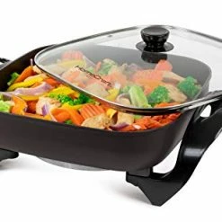 Flash Sale ❤️ HomeCraft HCSK12BK 12-Inch Electric Non-Stick Skillet, Adjustable Temperature Control, Cool-Touch Handle With Tempered Glass Lid, Perfect For Healthy Keto & Low-Carb Diets, Cauliflower Rice, Eggs 😀