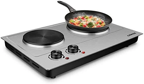 Best reviews of ๐งจ CUSIMAX Double Hot Plate For Cooking, 1800W Portable Electric Double Burners Countertop Burner Cast Iron Hot Plates Cooktop, Stainless Steel Silver Easy To Clean ๐คฉ - Image 5