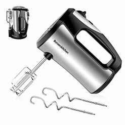 Outlet ❤️ Electric Hand Mixer, Bonsenkitchen Powerful Handheld Mixer With 5-Speed 300W Turbo Heavy Duty Motor, Storage Base Lightweight 4 Stainless Steel Accessories For Whipping Cream, Flour, Food Beater 😀
