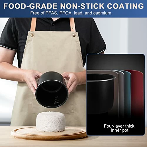 Budget π€© Bar BEAR Rice Cooker 2 Cups Uncooked(4Cups Cooked), Small Rice Cooker Steamer With Removable Nonstick Pot, One Touch&Keep Warm Function, Mini Rice Cooker For Soup Stew Grain Oatmeal Veggie, Blue π - Image 4