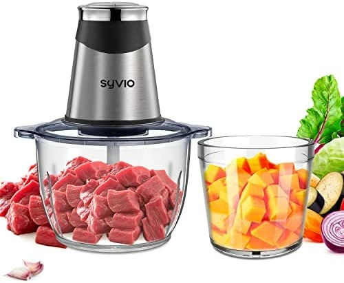 Budget โ๏ธ Syvio Food Processors With 2 Bowls, Meat Grinder 4 Bi-Level Blades, Mini Electric Food Chopper 400W, For Baby Food, Meat, Onion, Vegetables, 2 Speed, 8 Cup And 5 Cup โ - Image 6